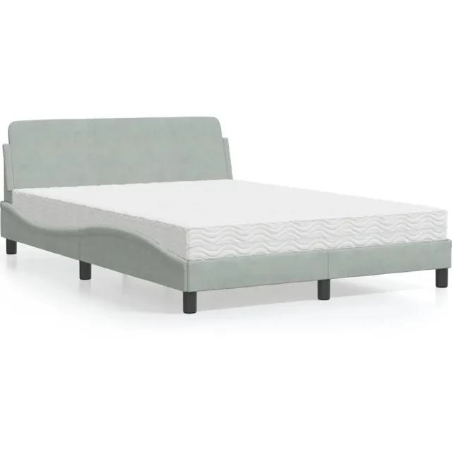 vidaXL Bed met matras "Dover" fluweel lichtgrijs 140x200 cm