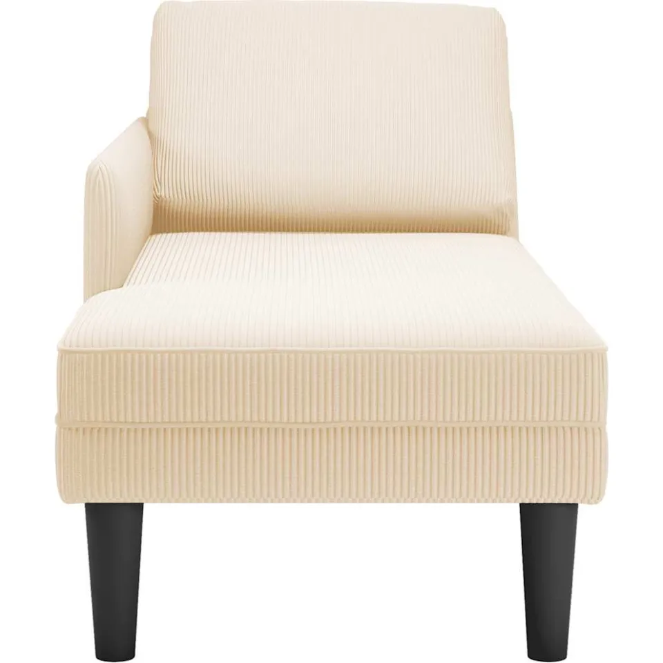 vidaXL Chaise longue met kussen corduroy stof crèmekleurig, foto 4
