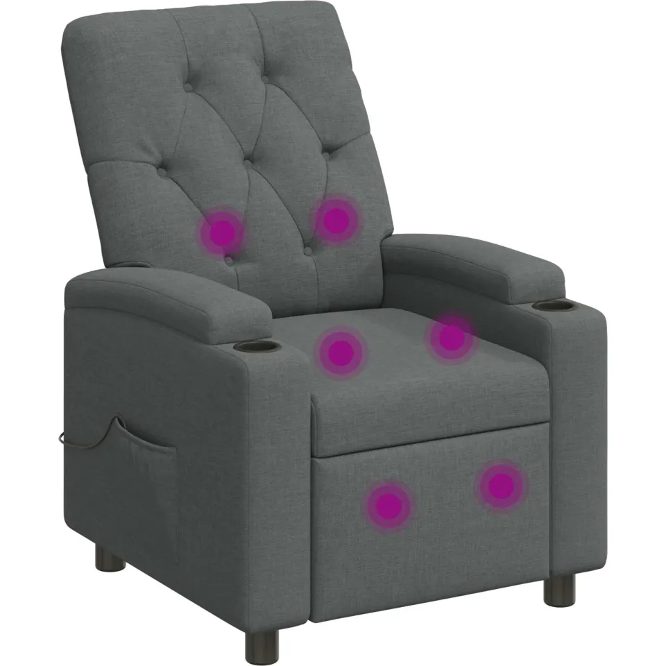 vidaXL Massage-relaxstoel Donkergrijs 75 x 95 x 101 cm Stof, foto 3