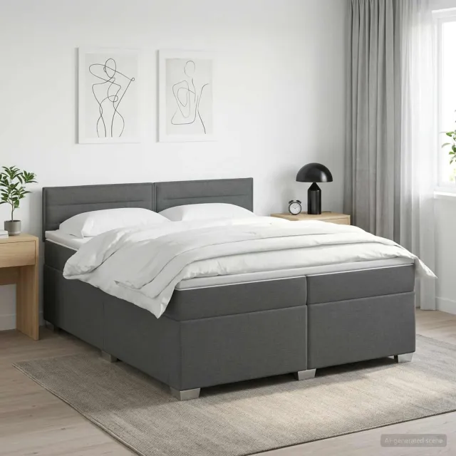 vidaXL Boxspringbed met matras Donkergrijs 200 x 200 cm Stof