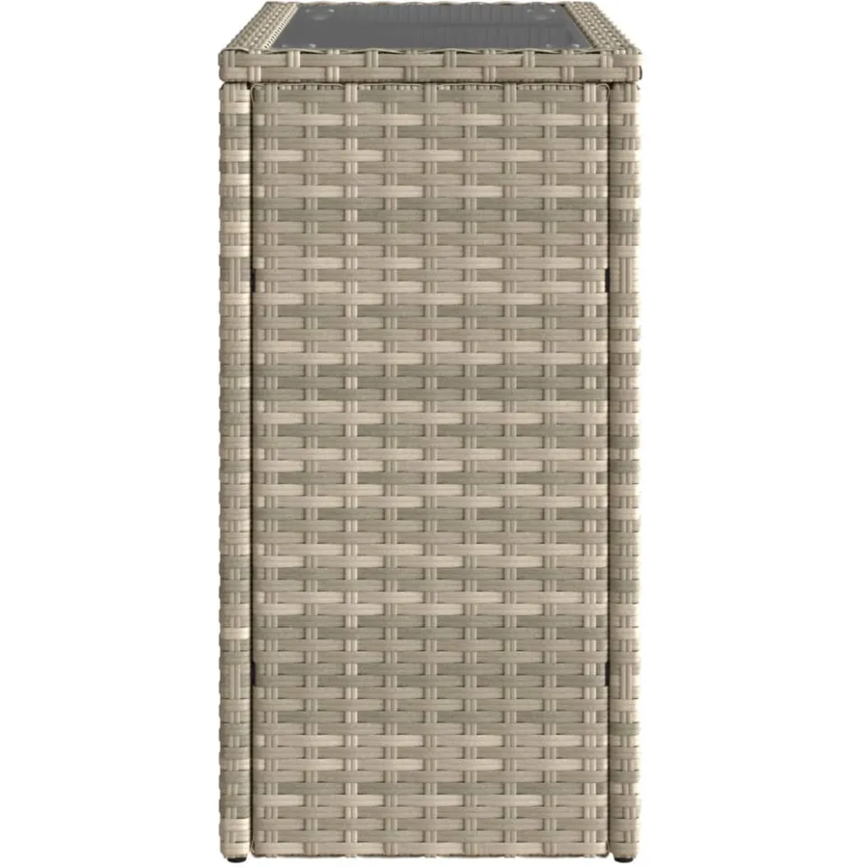 vidaXL Tuinbijzettafel glasblad 58x27,5x55 cm poly rattan lichtgrijs grijs, foto 4