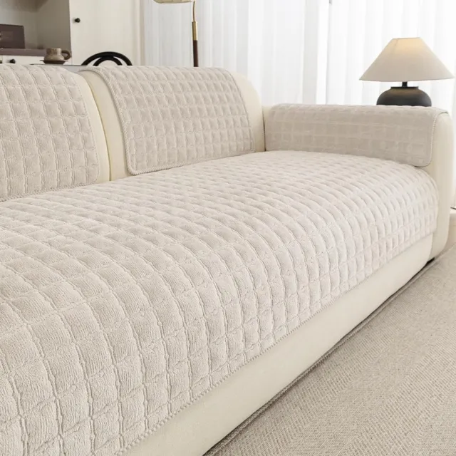 Yashumito Bankhoes van Flanel - 70 x 70 cm - Wit - Antislip - Wasbaar - Universele Meubelbeschermer voor 2-3-4 Zitsbank - Per Stuk