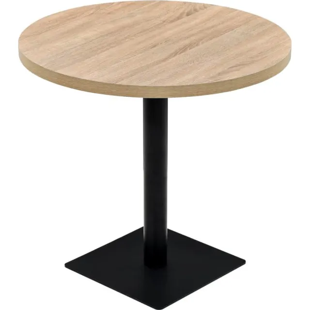 vidaXL Bistrotafel - rond - 80x75 - cm - MDF - en - staal - eikenkleur