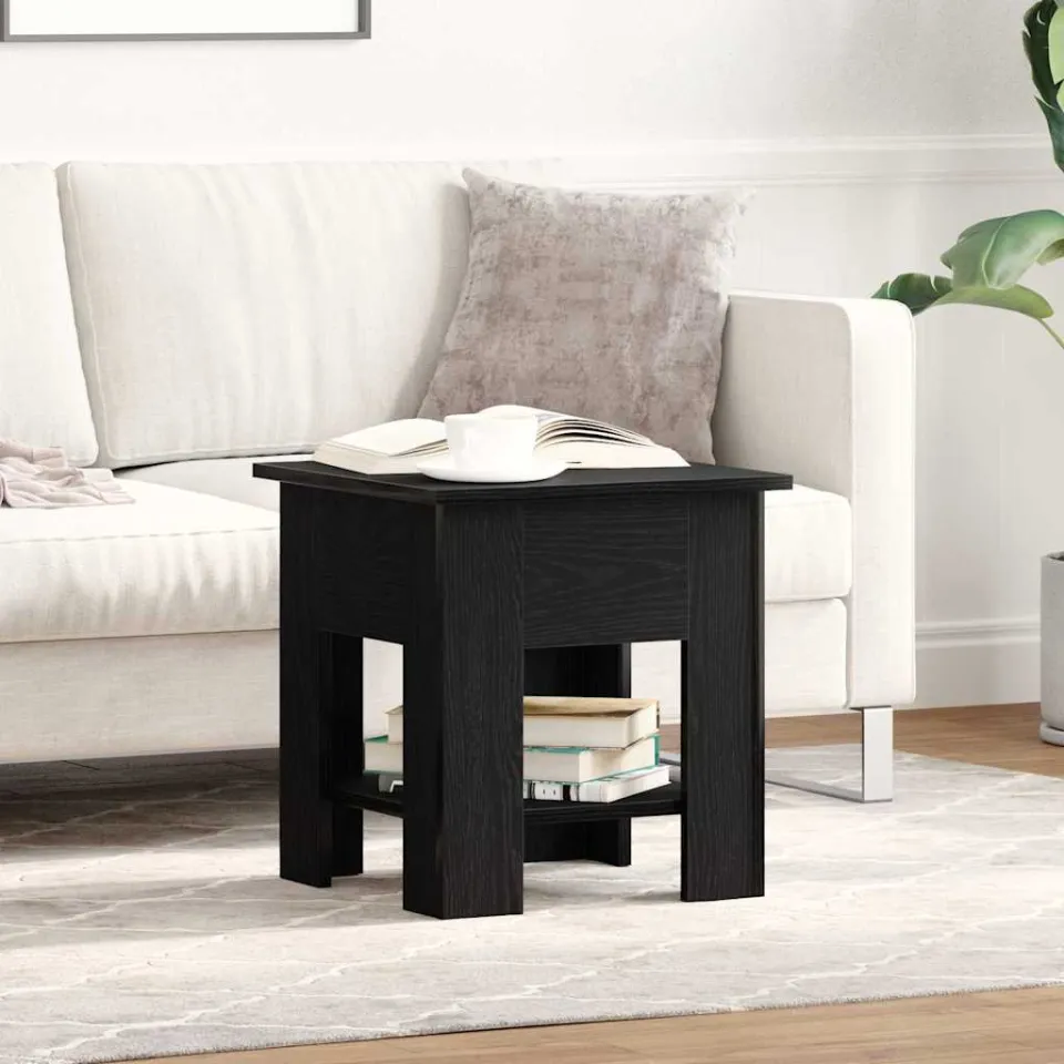 vidaXL Salontafel Zwart Eiken 40 x 40 x 42 cm Bewerkt hout, foto 4