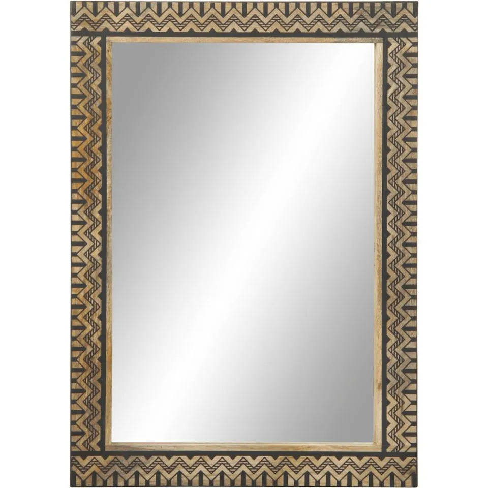 vidaXL Badkamerspiegel 50x70 cm massief mangohout en glas bruin, foto 2