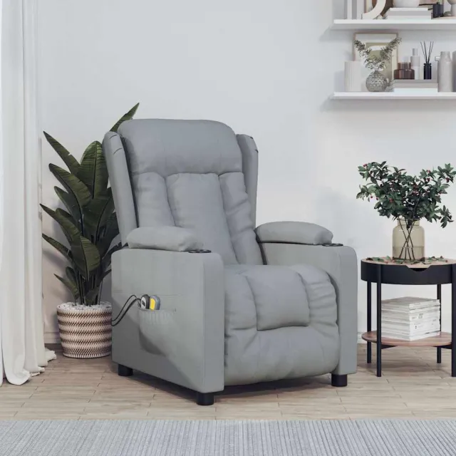 vidaXL Massagestoel elektrisch stof lichtgrijs grijs, foto 2