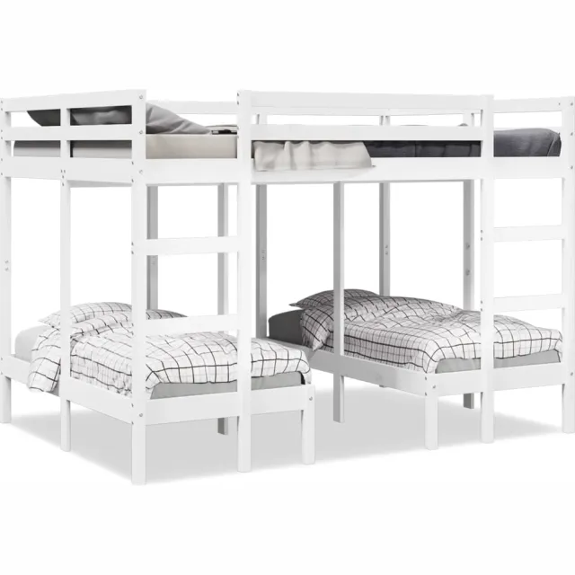 vidaXL Stapelbed 3-voudig grenenhout wit 140x200/70x140 cm