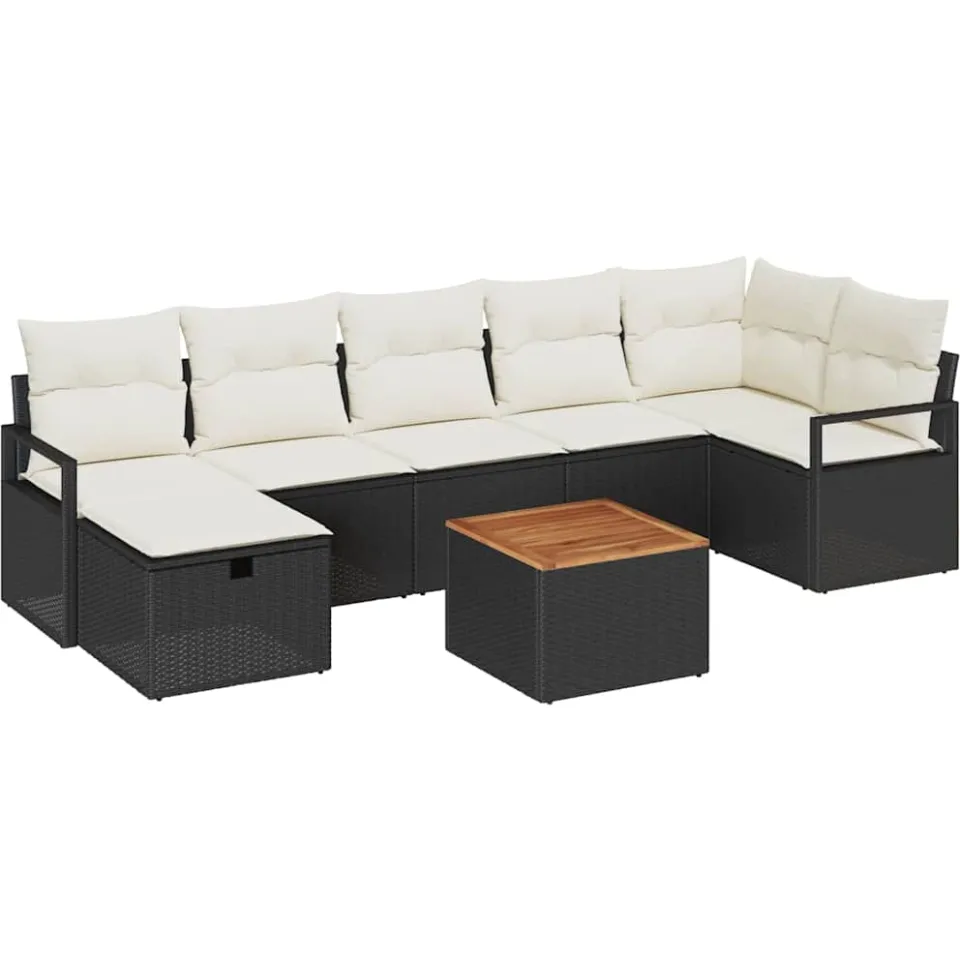 vidaXL Tuinbankenset 8 st Zwart poly rattan