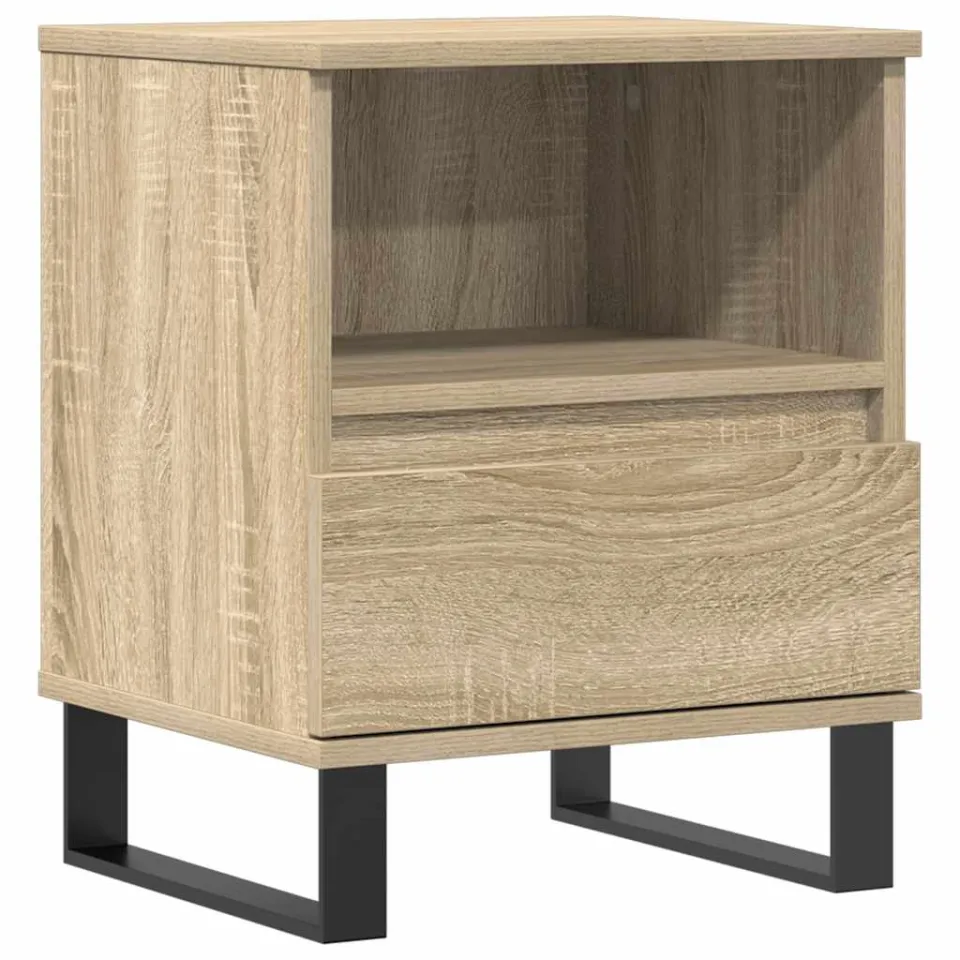 vidaXL Nachtkastje 40x35x50 cm bewerkt hout sonoma eikenkleurig, foto 3