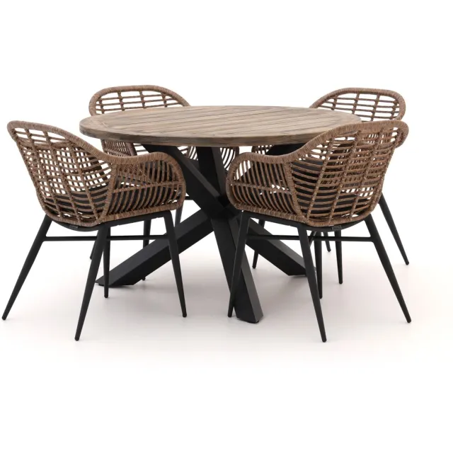 Intenso Furniture Intenso Azora/ROUGH-Y ø120cm dining tuinset 5-delig Bruin