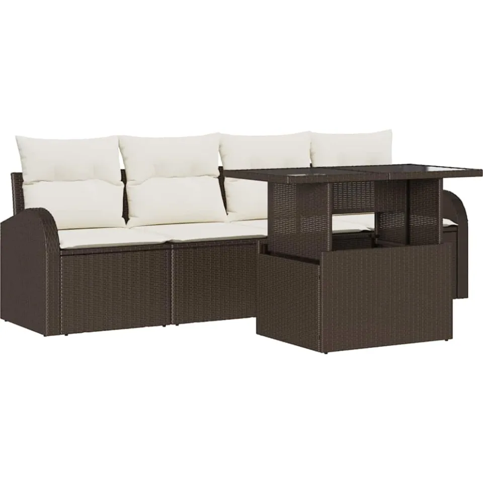 vidaXL Tuin Sofa Set 5 st Bruin Poly riet