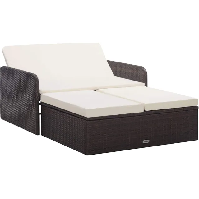 vidaXL 2-delige Loungeset met kussens poly rattan bruin