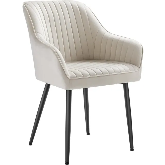Klarven Eetkamerstoelen Fluweel Beige - Metalen Eetkamerstoelen - Dining Chairs - Met Armleuningen - Metalen Poten - Draagvermogen 120 kg - 62,5x60x85 cm Cappuccinobeige