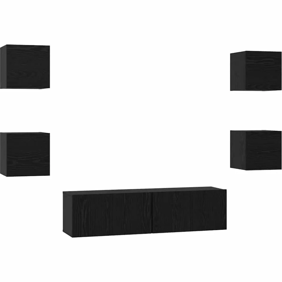 vidaXL Tv-meubelset 6 st 60 x 30 x 30 cm Zwart Eiken, foto 3