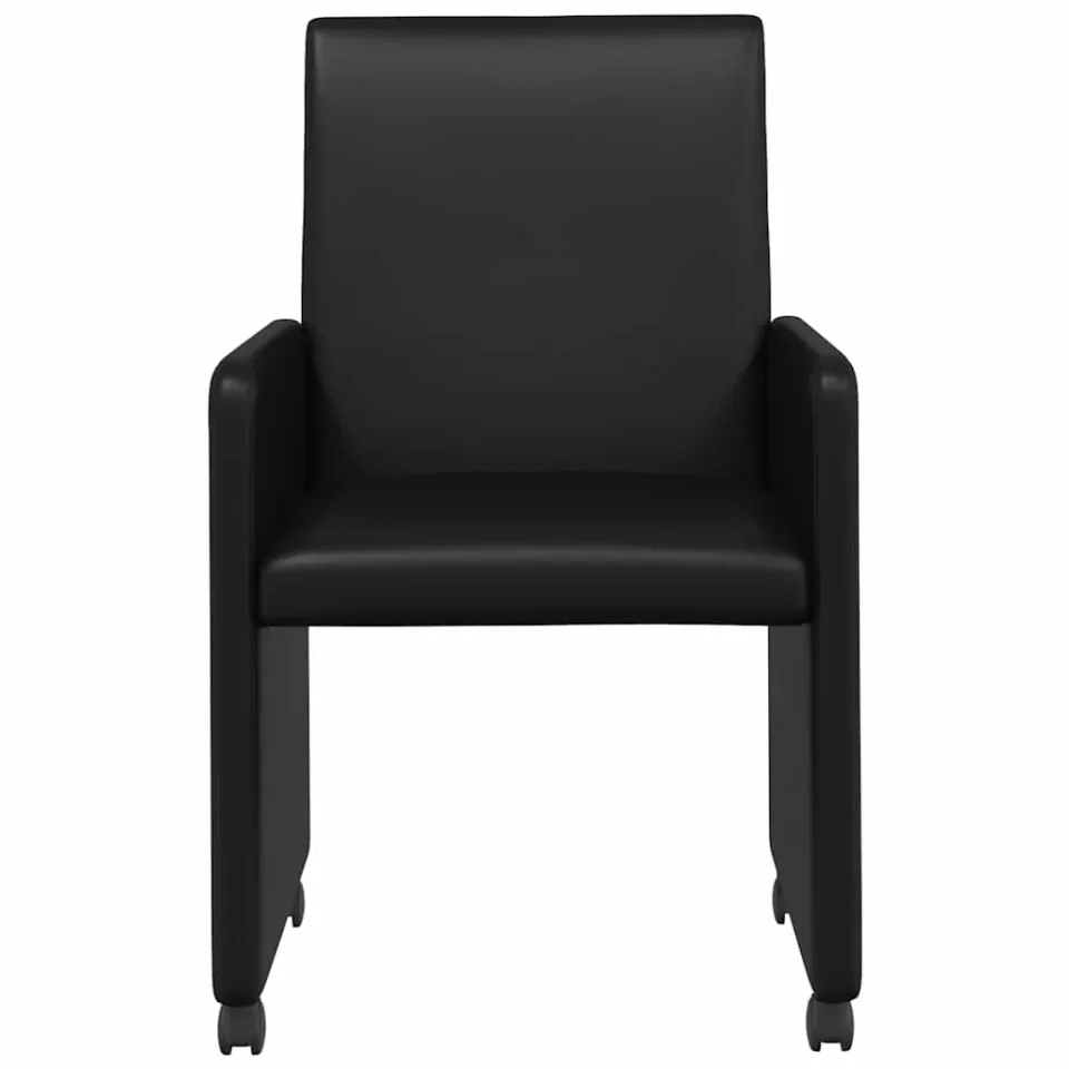 vidaXL Eetkamerstoelen met Wieltjes 2 st Kunstleer Zwart, foto 4