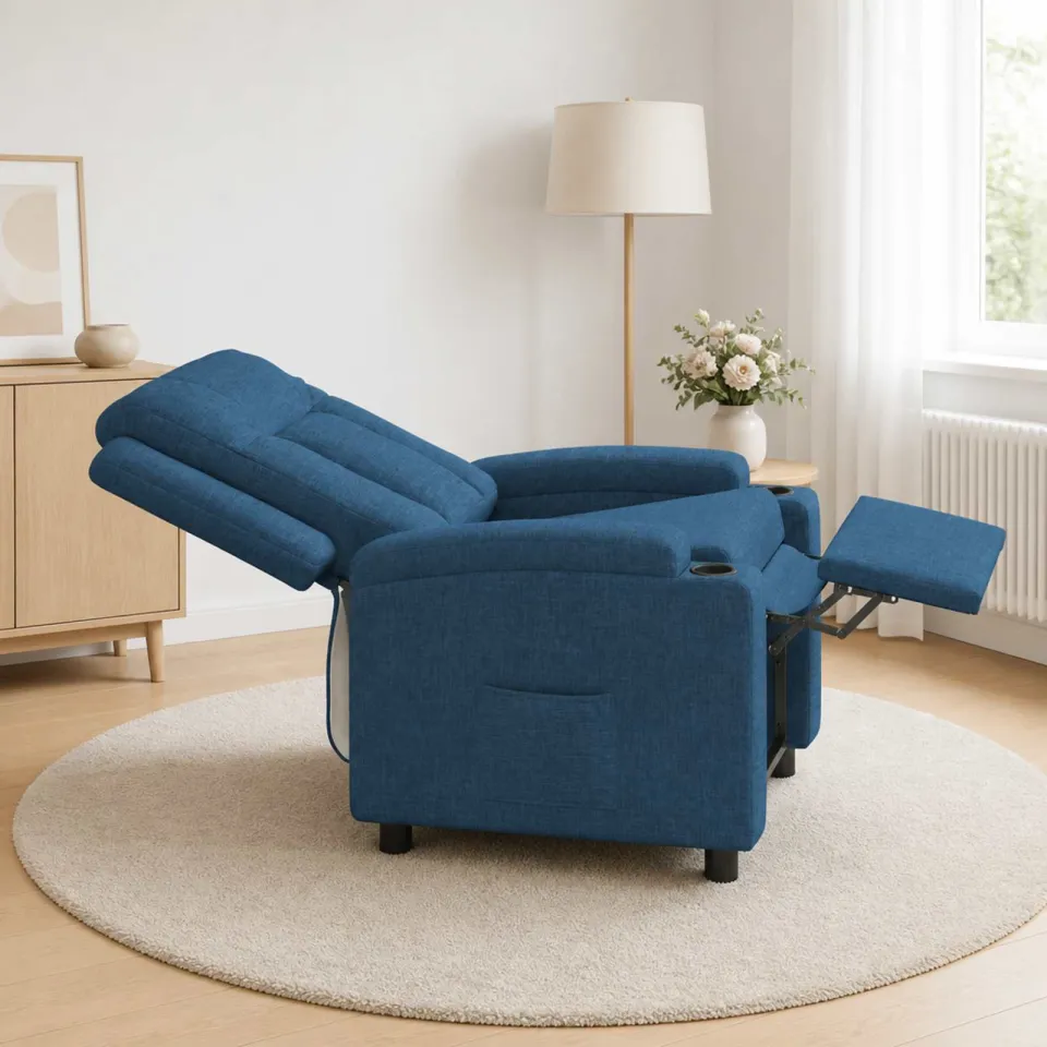 vidaXL Ligstoel Blauw 75 x 95 x 100 cm Stof, foto 3