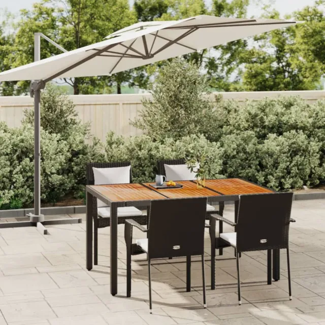 vidaXL 5-delige Tuinset met kussens poly rattan zwart, foto 2