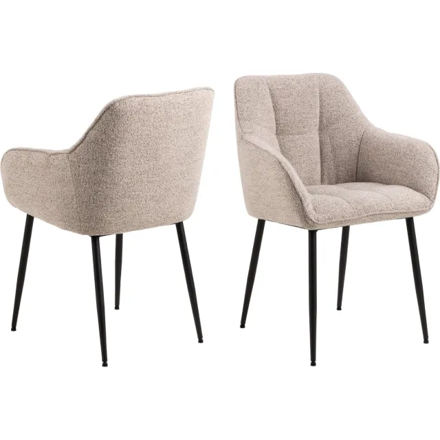 Giga Living Eetkamerstoel Kelvin Met Armleuning Beige - Giga Living - Set van 2