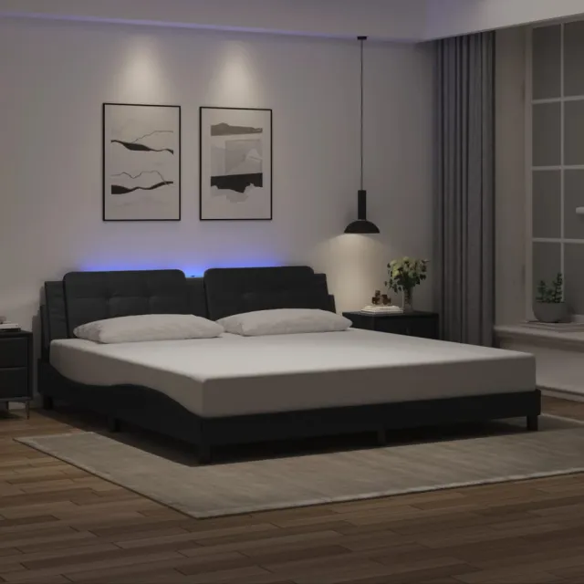 vidaXL Bedframe met LED zonder matras "Zadar" zwart 200x200 cm