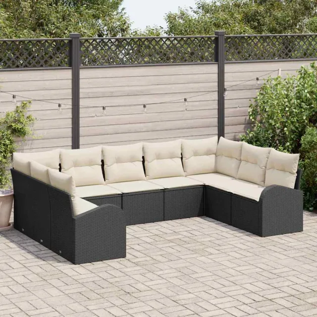 vidaXL Bankstel 9 st 9-zits Zwart poly rattan, foto 2