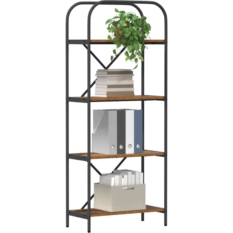 vidaXL Boekenkast 4-laags 60 x 30 x 146 cm Bewerkt hout Oudhout Bruin