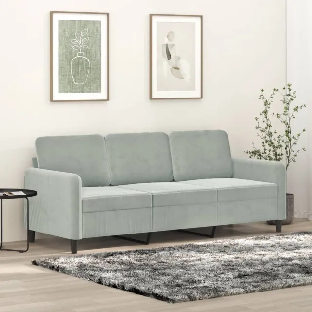 vidaXL Driezitsbank 180 cm fluweel lichtgrijs