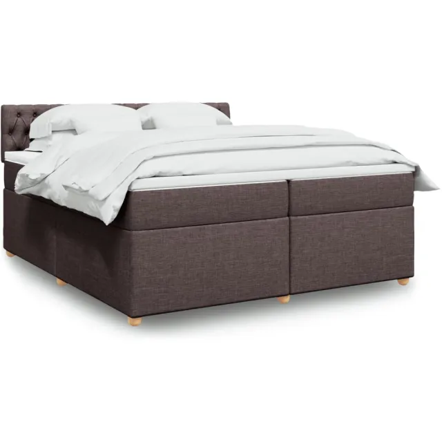 vidaXL Boxspring met matras stof donkerbruin 200x200 cm bruin