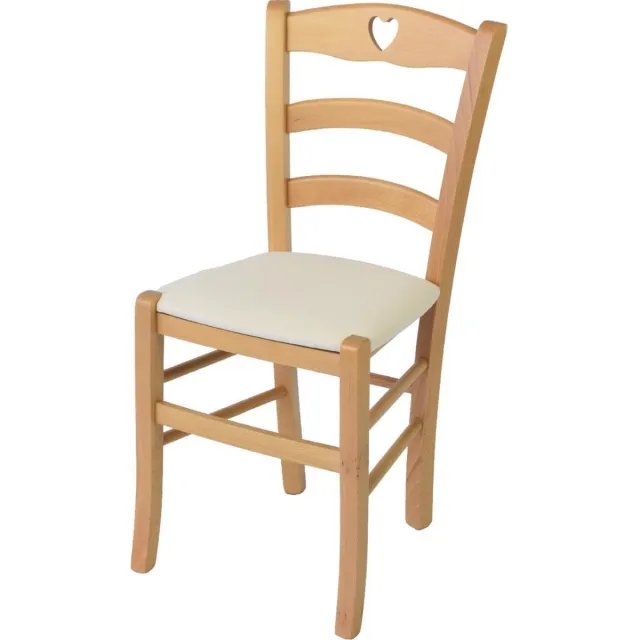 t m c s Tommychairs Cuore - Eetkamerstoel - 1 Stuk - Naturel - Stof & Hout