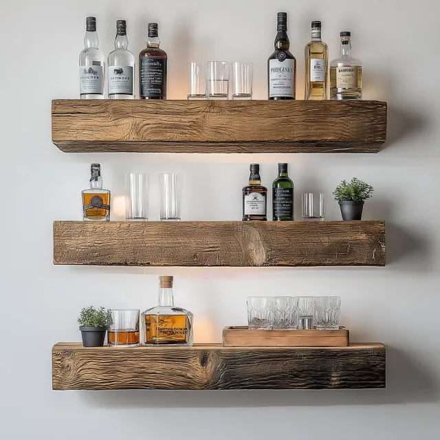 Skye Decor , Decoratieve houten wandplank, Raf274, Massief hout, Hout, 13 x 11 x 60 cm