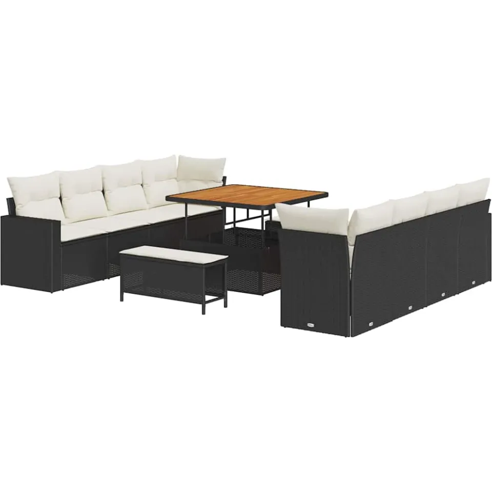 vidaXL Tuinbankenset 11 st Zwart poly rattan