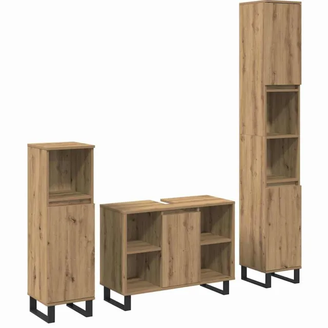 vidaXL Badkamermeubelset 3 st Bruin 30 x 30 x 180 cm Bewerkt hout