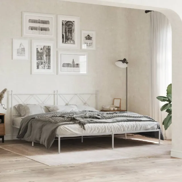vidaXL Bedframe met hoofdbord metaal wit 180x200 cm