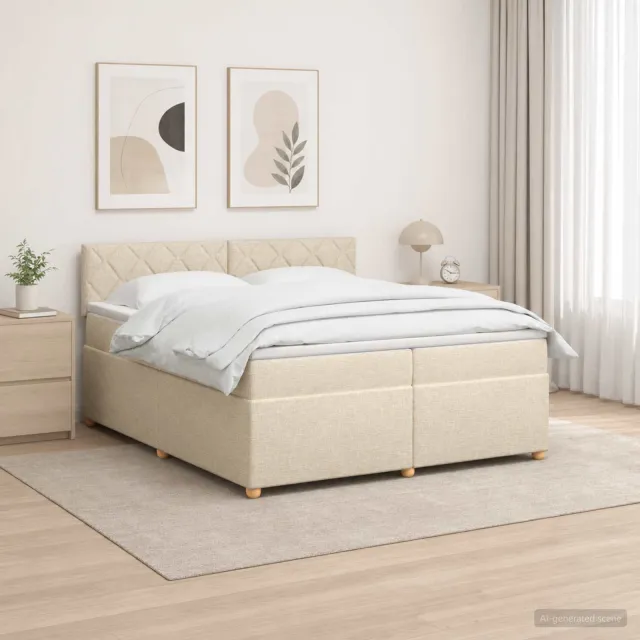 vidaXL Boxspringbed met matras Crèmekleurig 200 x 200 cm Stof