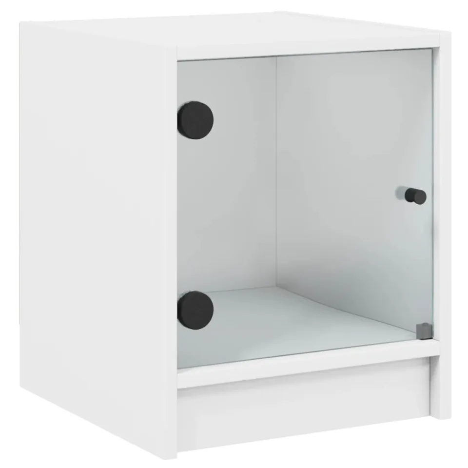 vidaXL Nachtkastjes met glazen deuren 2 st 35x37x42 cm wit, foto 4