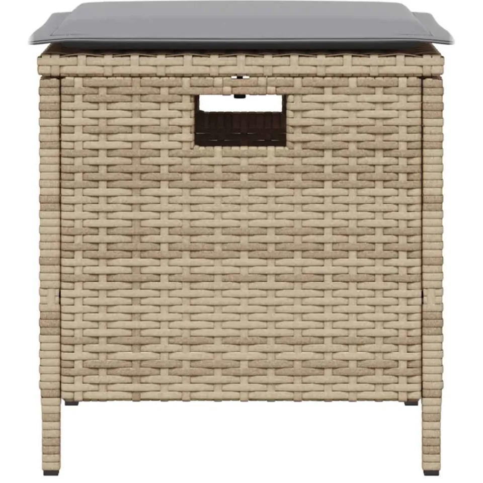 vidaXL 5-delige Tuinset met kussens poly rattan beige