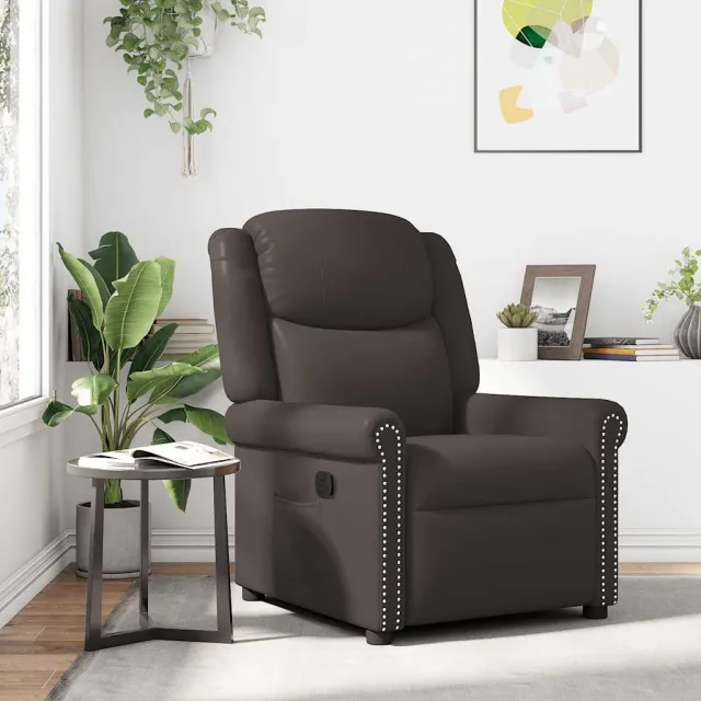 vidaXL Fauteuil verstelbaar kunstleer glanzend bruin