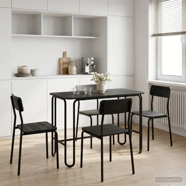 vidaXL Eettafel 100 x 50 x 75 cm Bewerkt hout Zwart Rechthoekig