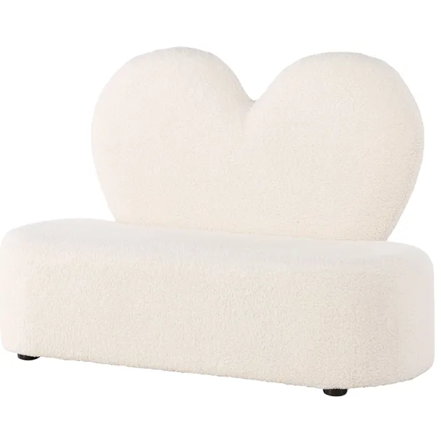 Nest living Aryna kinderbankje teddy wit - met hartvormige rugleuning, foto 2