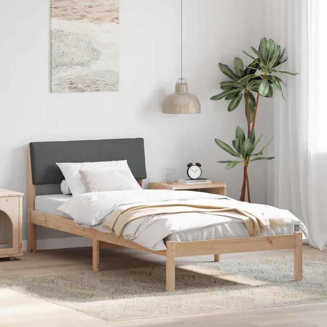 vidaXL Bedframe Bruin en donkergrijs 90 x 190 cm Massief grenenhout