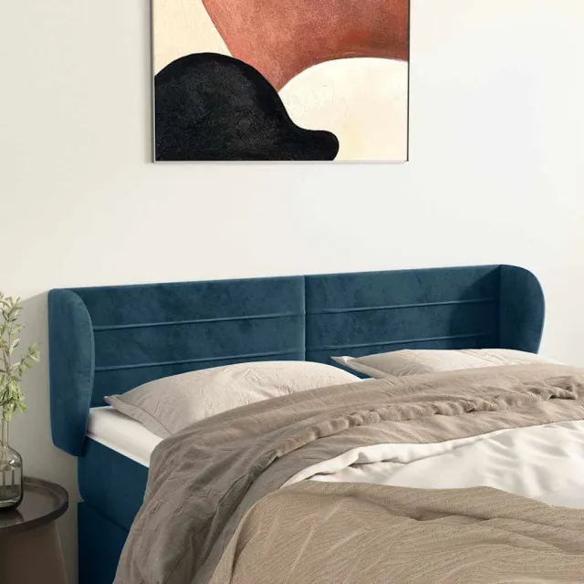 vidaXL Hoofdbord met randen 147x23x78/88 cm fluweel donkerblauw
