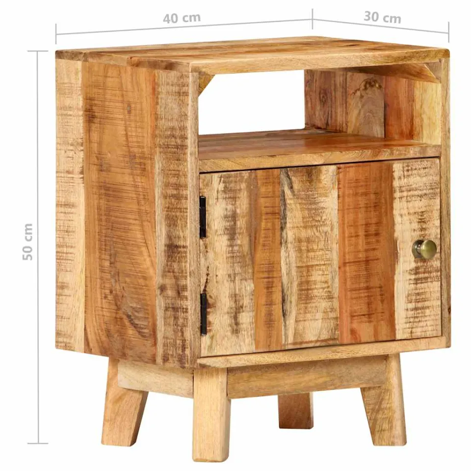 vidaXL Nachtkastje 40x30x50 cm ruw mangohout bruin, foto 4