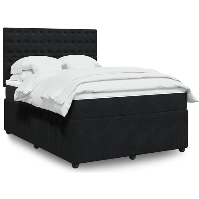 vidaXL Boxspring met matras fluweel zwart 140x200 cm