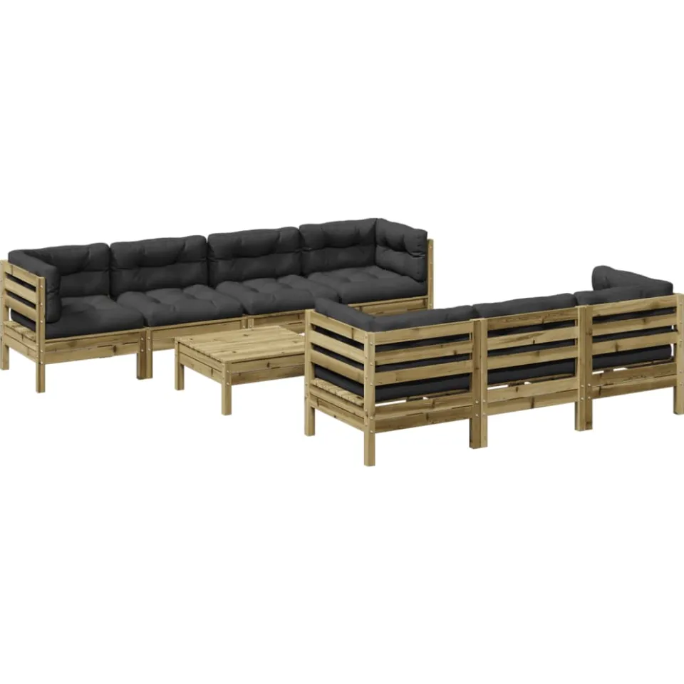 vidaXL 8-delige Loungeset met kussens geïmpregneerd grenenhout Bruin