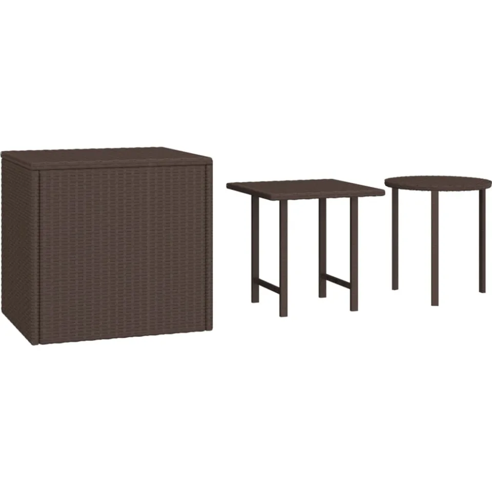 vidaXL Tuinbijzettafels 3 st poly rattan bruin, foto 3