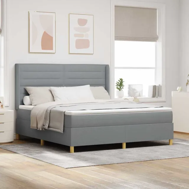 vidaXL Boxspringbed met matras Lichtgrijs 180 x 200 cm Stof