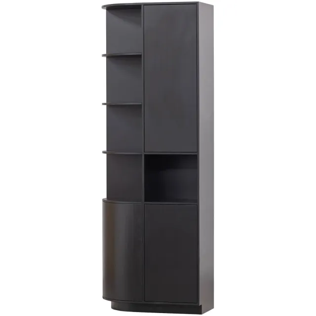 WOOOD Finca Opbergkast Rond Links - Zwart - 210x78x40 deep black
