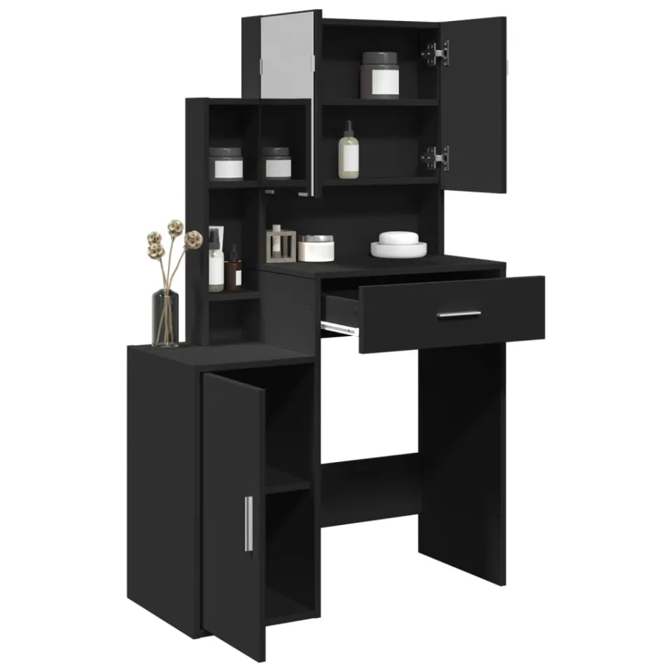 vidaXL Kaptafel met kastje 80x35x132 cm zwart, foto 4