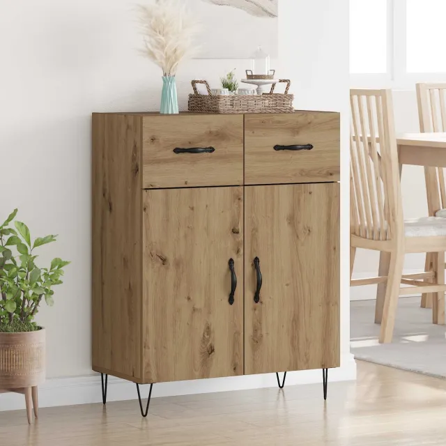 vidaXL Dressoir Artisan Eiken 69,5 x 34 x 90 cm Bewerkt hout Bruin