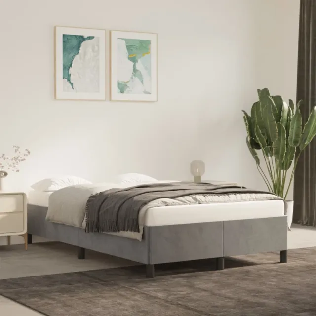 vidaXL Bedframe zonder matras 120x190 cm fluweel lichtgrijs grijs