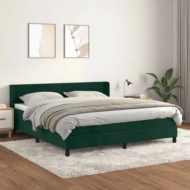 vidaXL Boxspring met matras fluweel donkergroen 180x200 cm groen